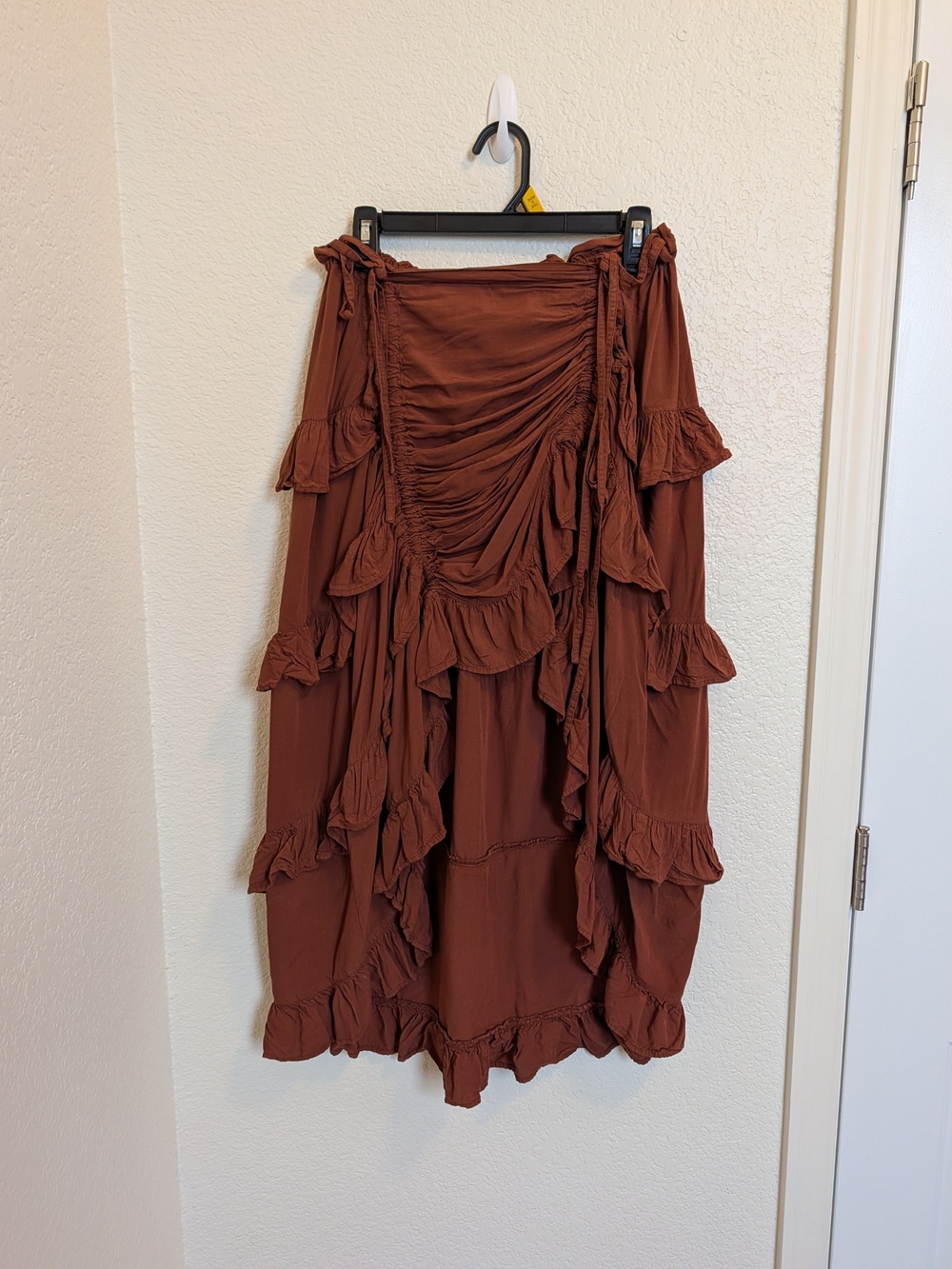 Pirate Dressing Womens  High Low Ruffle Brown Steampunk Skirt Size M Halloween